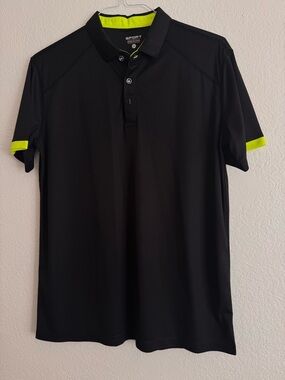 Sporto Black Polo with Neon Yellow Trim - Men's Performance Shirt